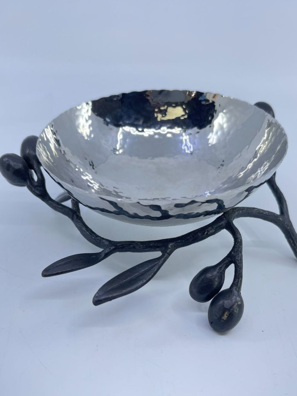 vintage michael aram olive branch bow hammered stainless steel bowl olive branch
